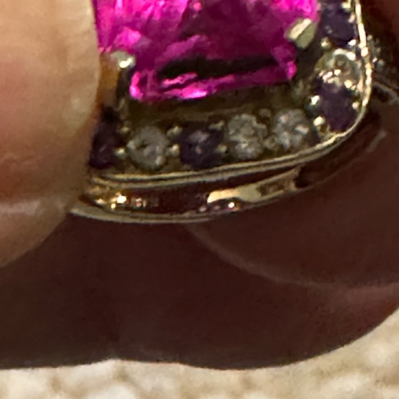 Pink sapphire 7.5 carats in yellow gold - Picture 10 of 11